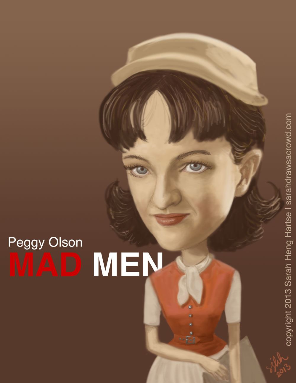 Celebrity Caricature - Mad Men's Peggy Olson played by actress Elisabeth Moss
