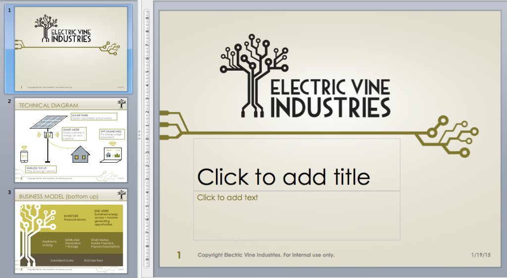 Powerpoint template with custom diagrams at left