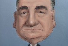Caricature of Carson the Butler in Downton Abbey played by actor Jim Carter