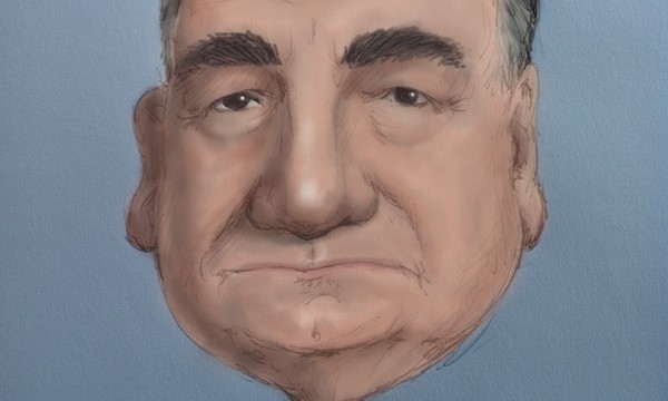 Caricature of Carson the Butler in Downton Abbey played by actor Jim Carter