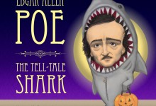 Celebrity Caricature: Edgar Allen Poe in his Halloween shark costume. Trick or Treat!