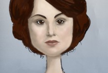 Caricature of Downton Abbey's Lady Mary Crawley played by Michelle Dockery