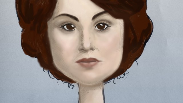 Caricature of Downton Abbey's Lady Mary Crawley played by Michelle Dockery