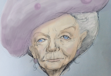 Caricature of Downton Abbey Dowager Countess of Grantham Violet Crawley, played by Dame Maggie Smith