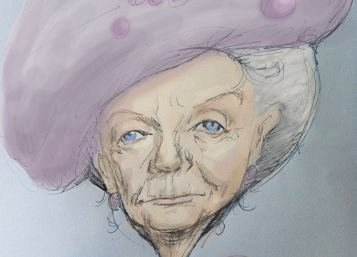 Caricature of Downton Abbey Dowager Countess of Grantham Violet Crawley, played by Dame Maggie Smith