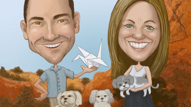 Commissioned caricature: Kevin & Jennifer Box - Outside The Box Studio