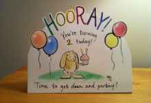 Bunny birthday card for a two year old